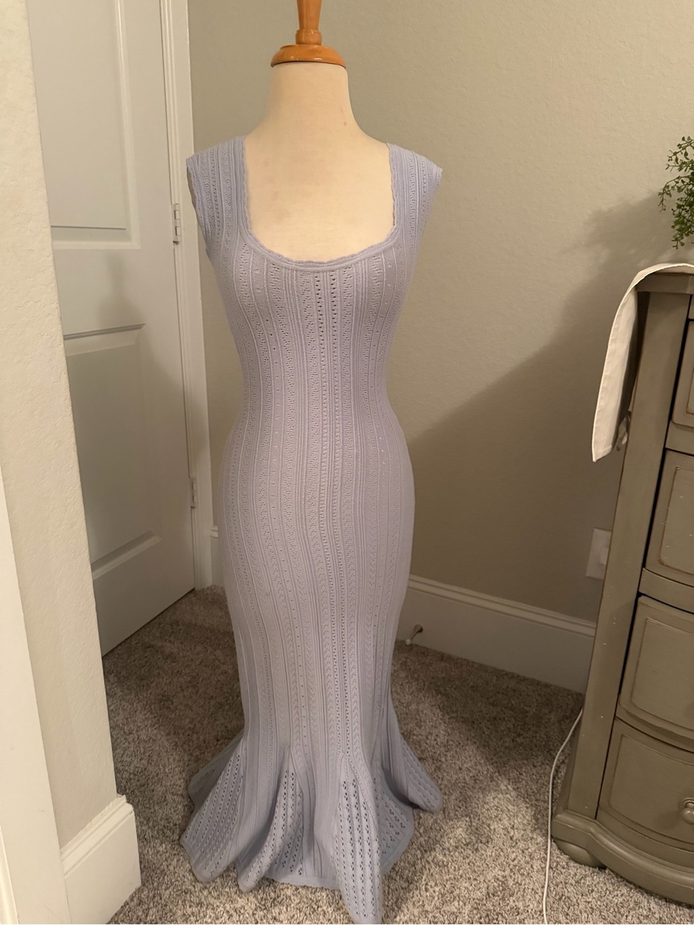 LoveShackFancy Sleeveless Lilac Knit Mermaid Maxi Dress